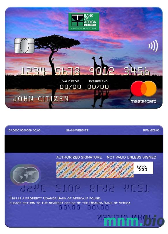 Uganda Bank of Africa przykład karty mastercard w formacie PSD